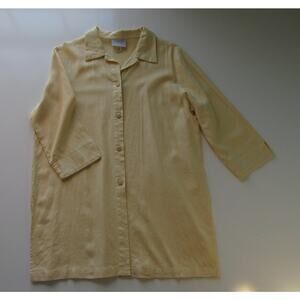 Blair Linen Blend Tunic 3/4 Sleeve Women's Butter Button Up Top Slit Sides Med